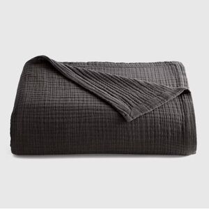 NWT QUINCE Organic Airy Gauze Blanket Full/Queen Charcoal 0355